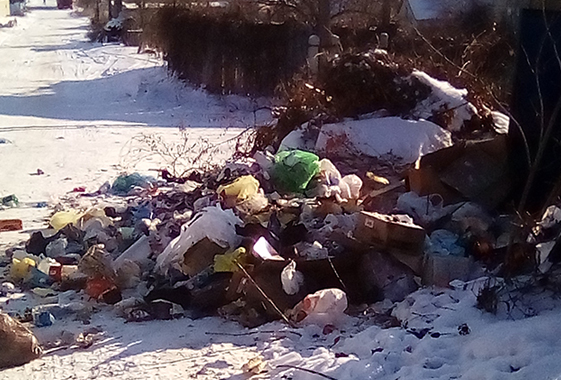 В Вольске неизвестные высыпали мусор на дорогу и увезли контейнеры